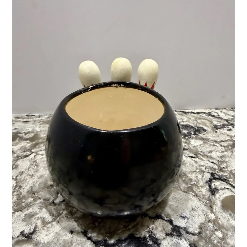Napco Bowling Pin Ball Ceramic Planter League Flower Succulent Kitschy Vintage